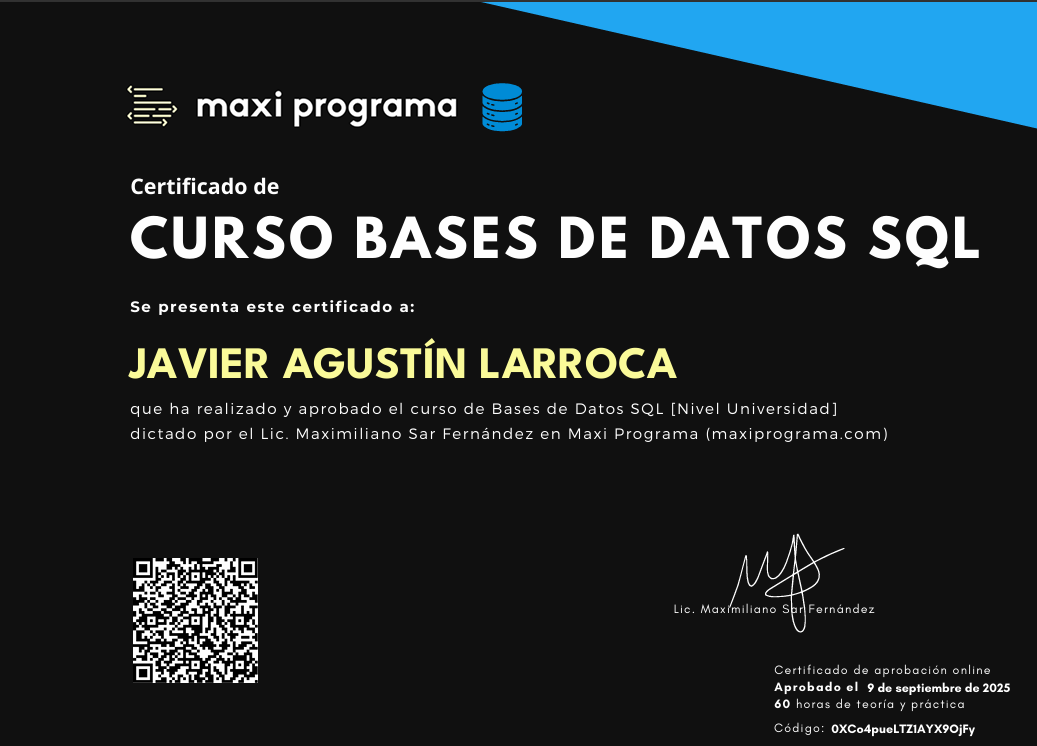 Certificado Bases de Datos